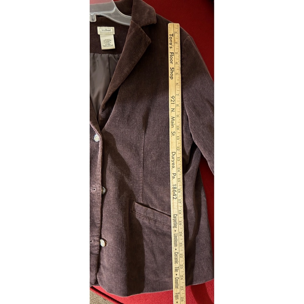 LL Bean Corduroy Blazer Womens 12 Regular Brown 3-Button Cotton Stretch Academia - Picture 10 of 10